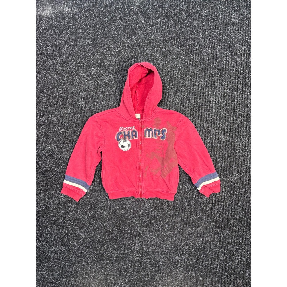 Arizona Jean Company Boys Red Soccer Champs Full Zip Hoodie Sweatshirt Size 7 L